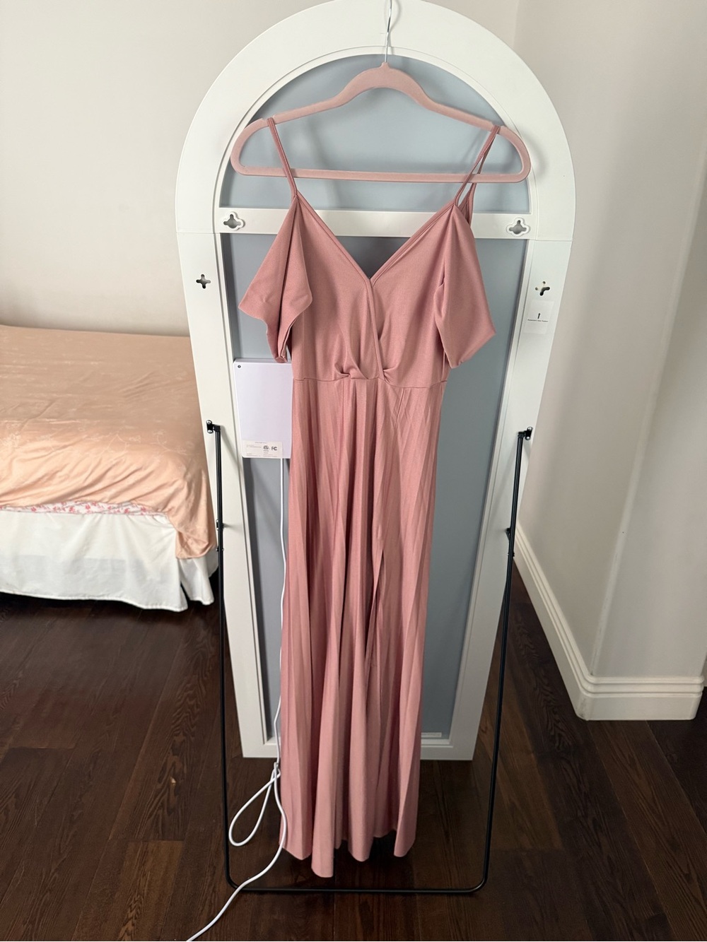 ASOS Dusty Rose Cold Shoulder Maxi Dress | US 6 | Flutter Sleeve